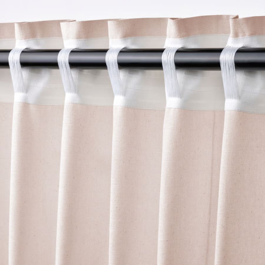 LENVIK Cotton Tie-Back Curtain Pair - Image 2
