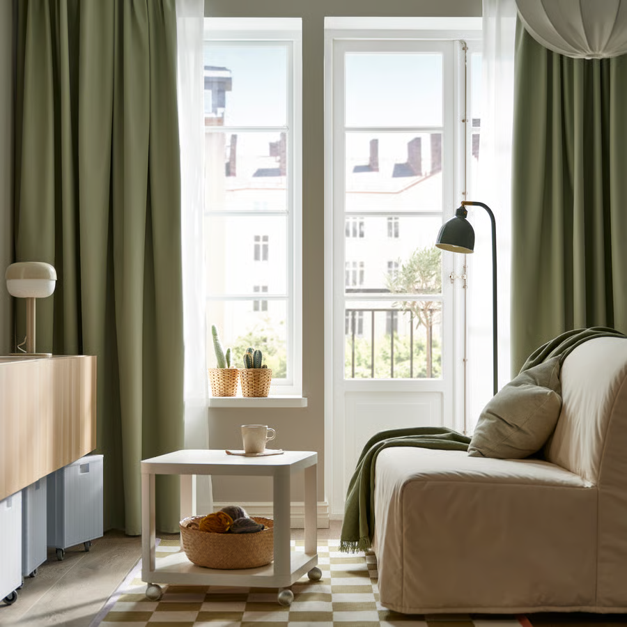 BENGTA Plain Dyed Polyester Lined Curtains - Image 4