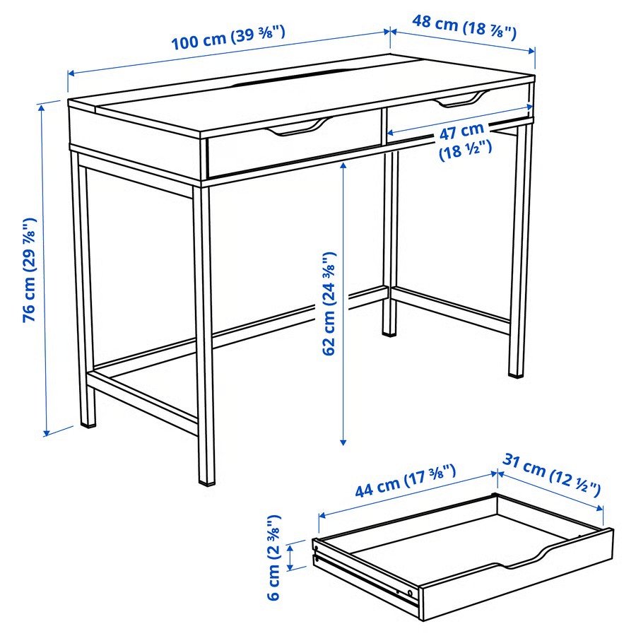 ALVEX 2-Drawer Desk - Image 14