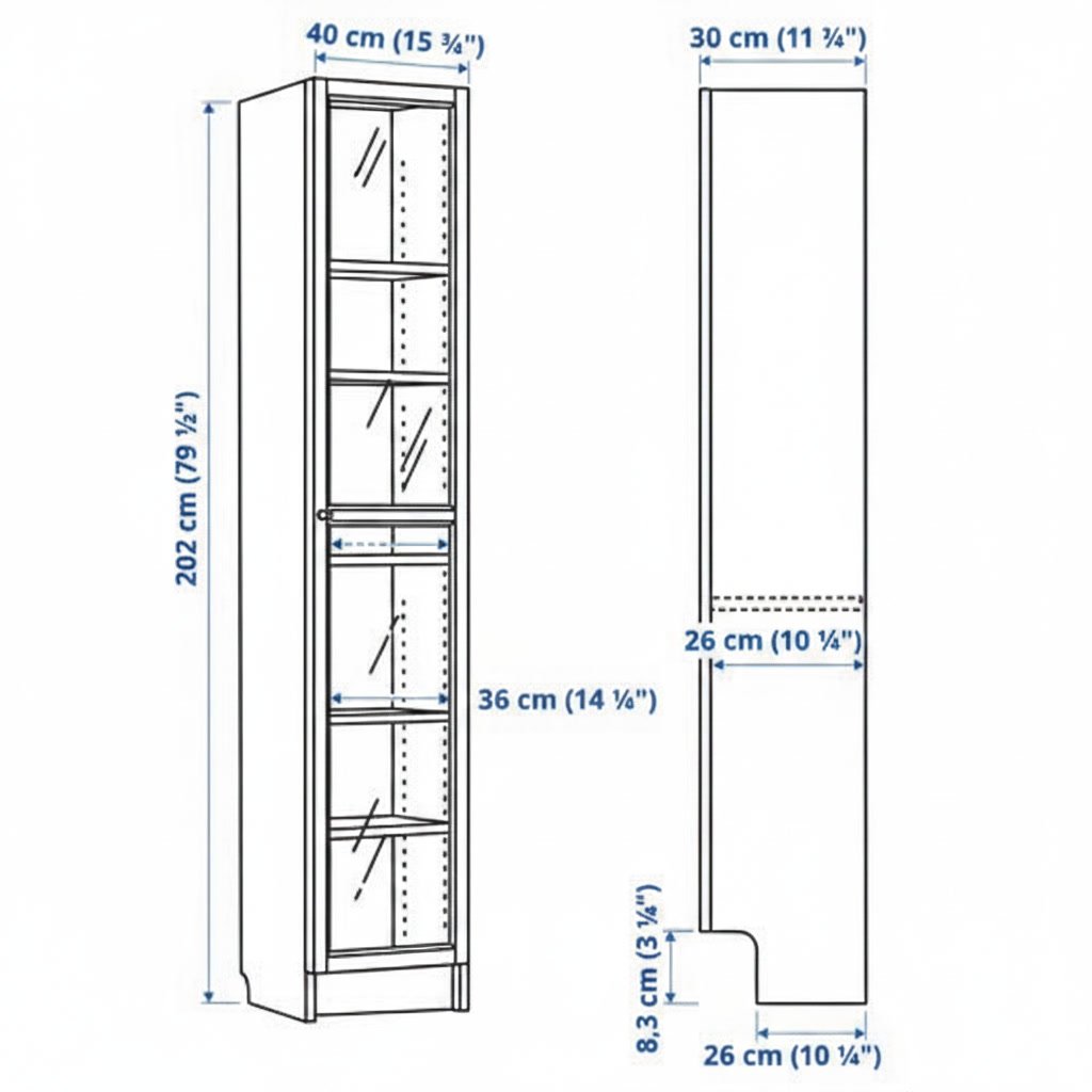 BRIXTON Tall Glass Door Wooden Bookcase - Image 8