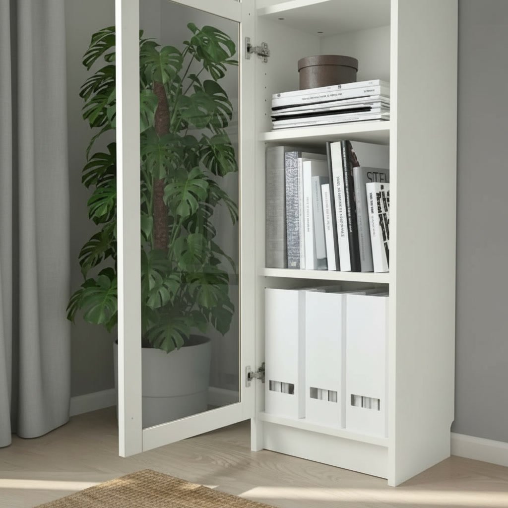 BRIXTON Tall Glass Door Wooden Bookcase - Image 6