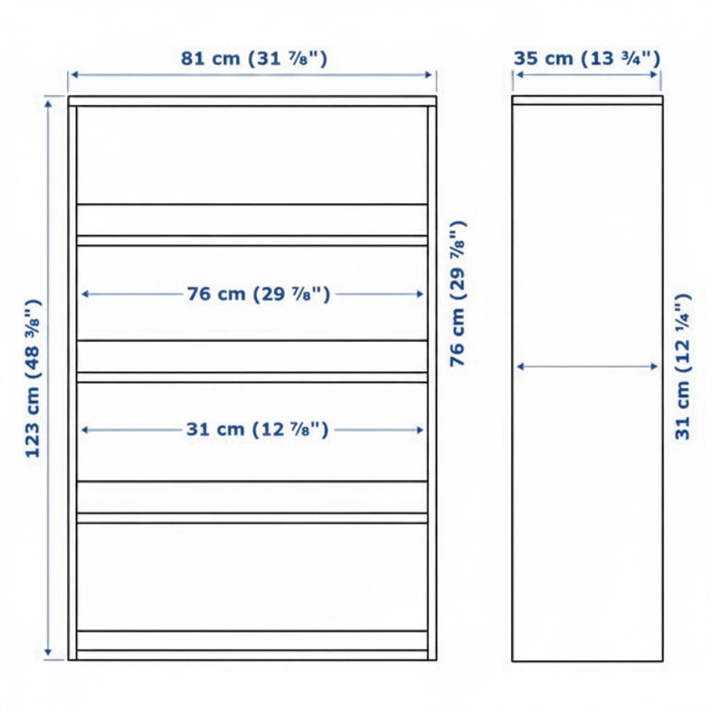 HAVSTAK 4 Shelf Storage Bookcase with Plinth Base - Image 4
