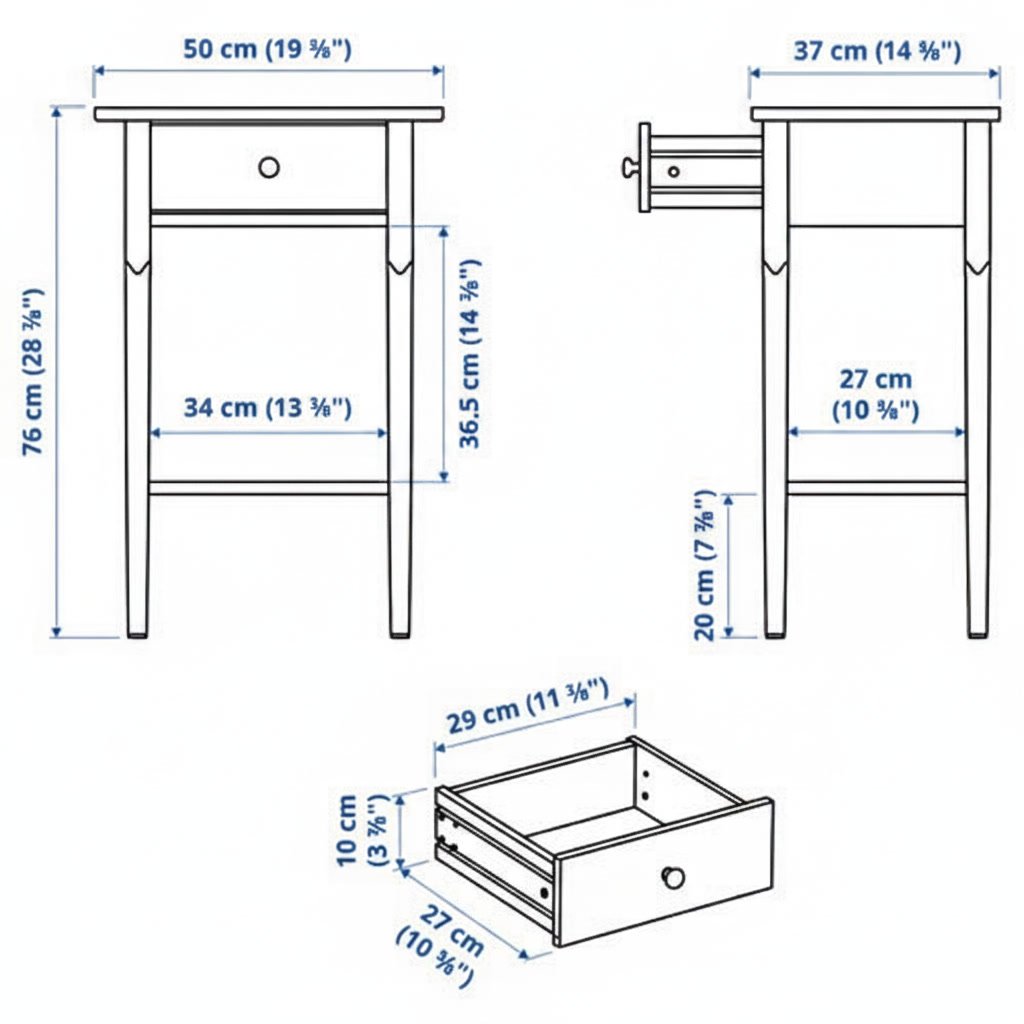 BLÄSVIK Solid pine Bedside table - Image 10