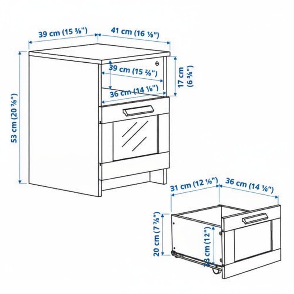 BRIMVIK Bedside Table With Shelf - Image 6