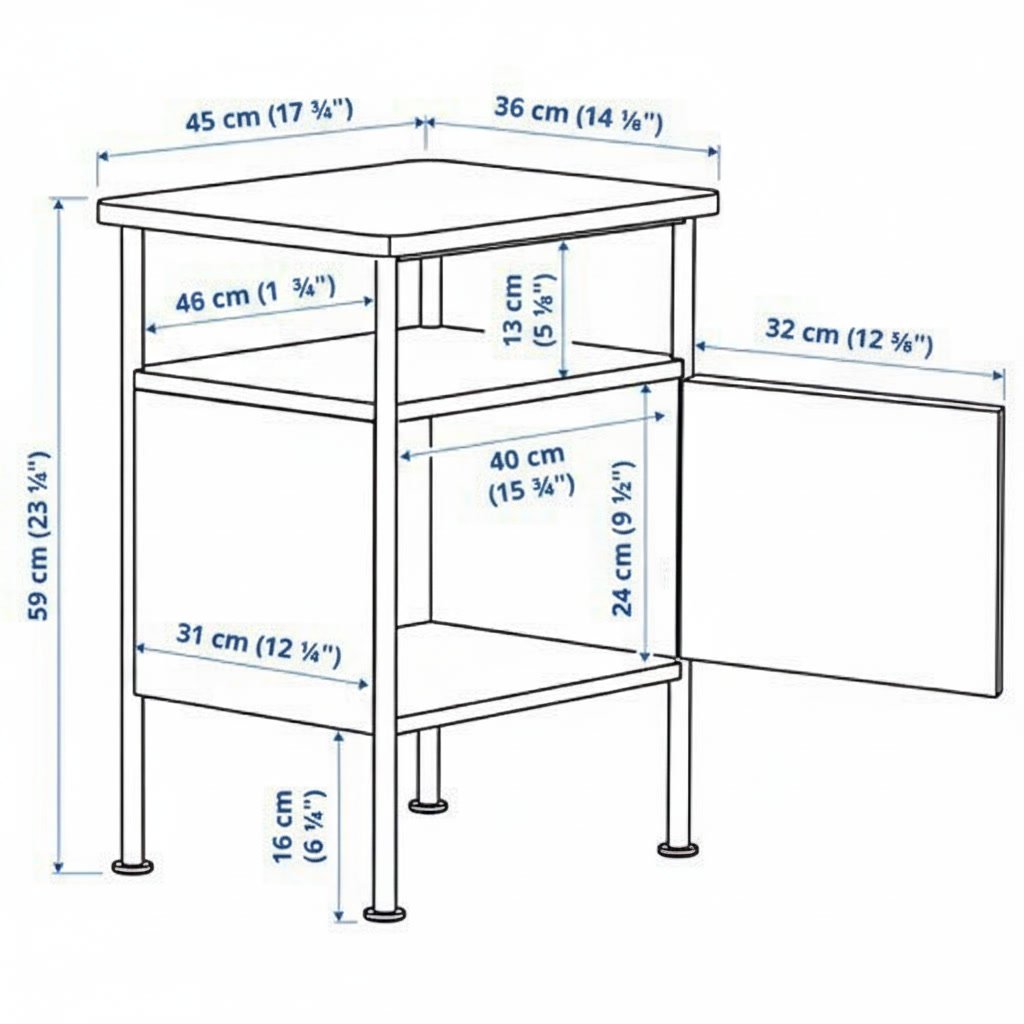 GRAFJALLEN Bedside Table with Drawer and Shelf - Image 7