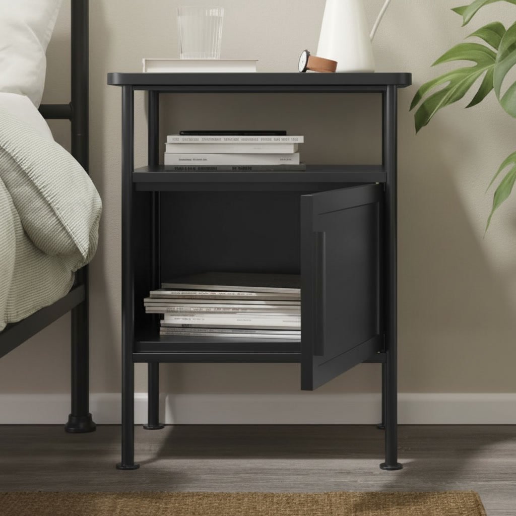 GRAFJALLEN Bedside Table with Drawer and Shelf - Image 5