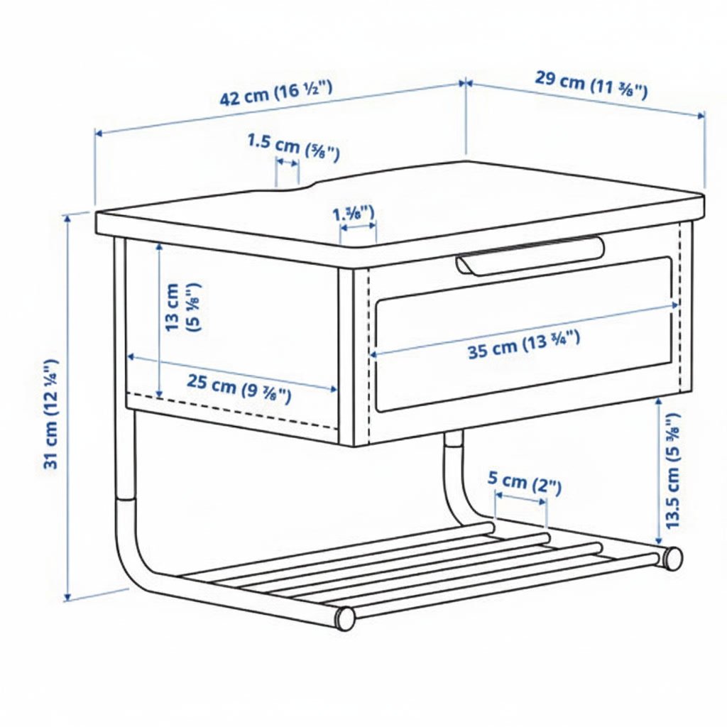 GRAFJALLEN Floating Bedside Table with Shelf - Image 5