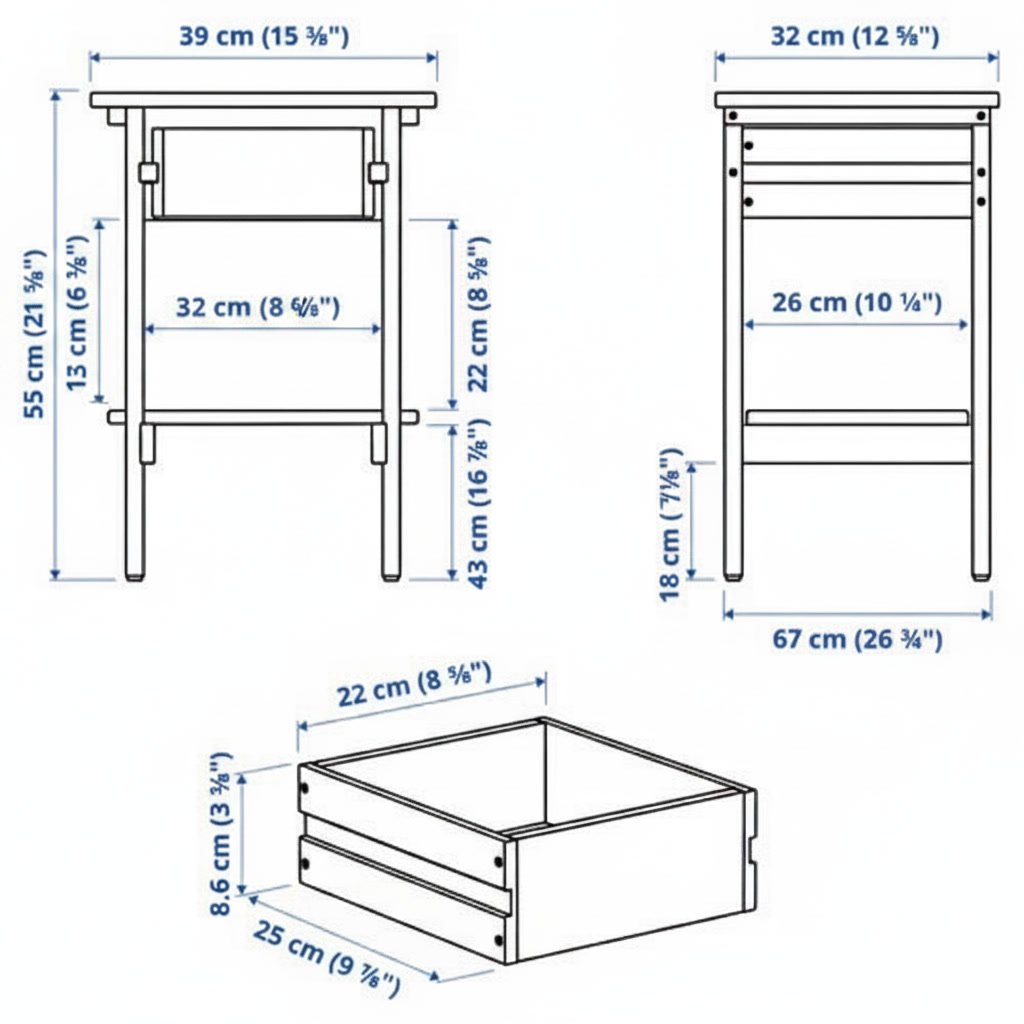 KRONVIK Pine Bedside Table - Image 4