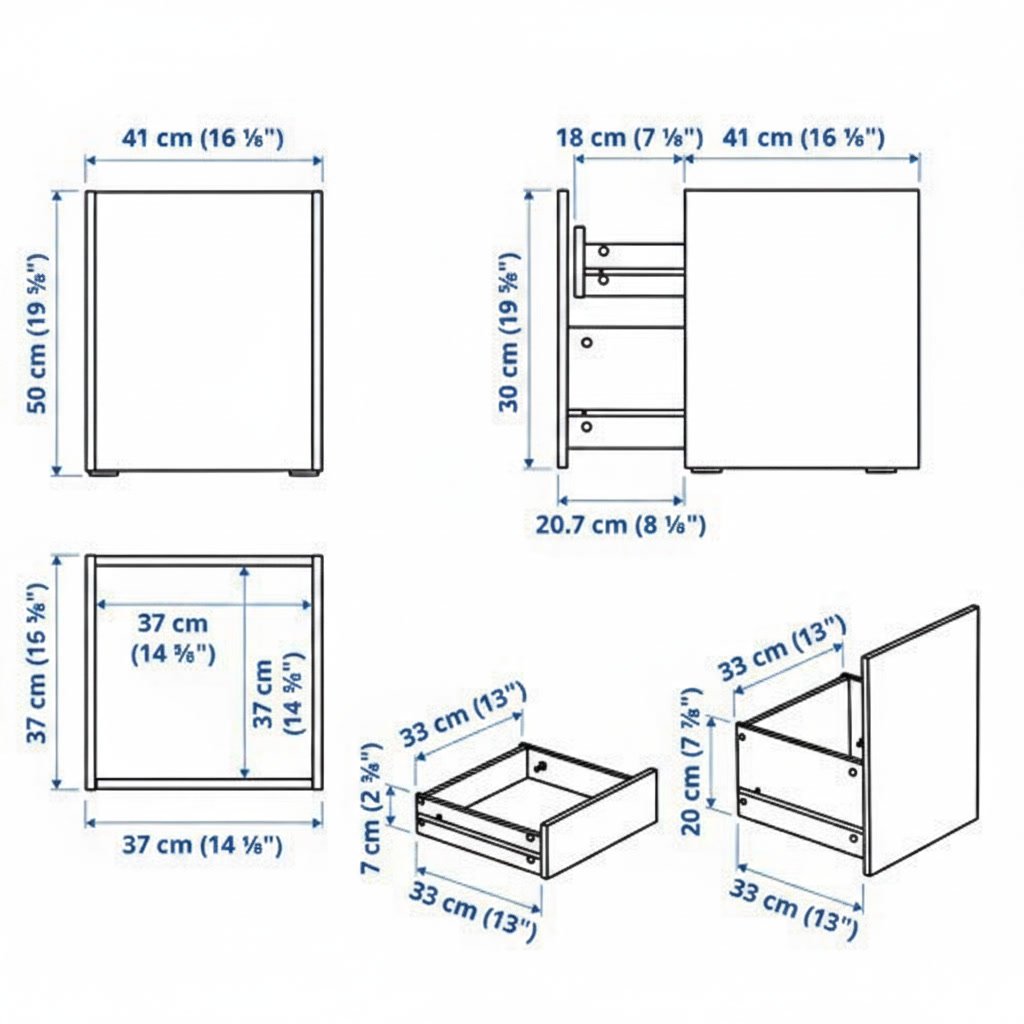 PLOKER Bedside Cabinet with Drawer - Image 11