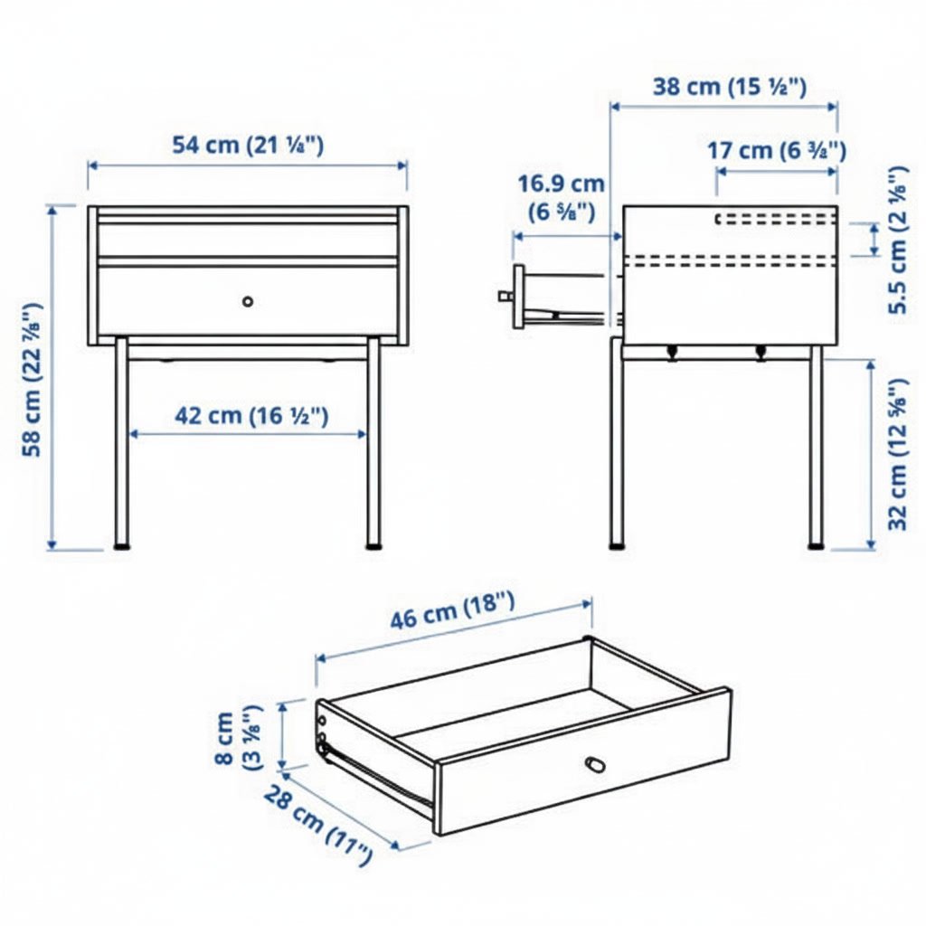 RADMANSVIK Bedside Table with Drawer - Image 5