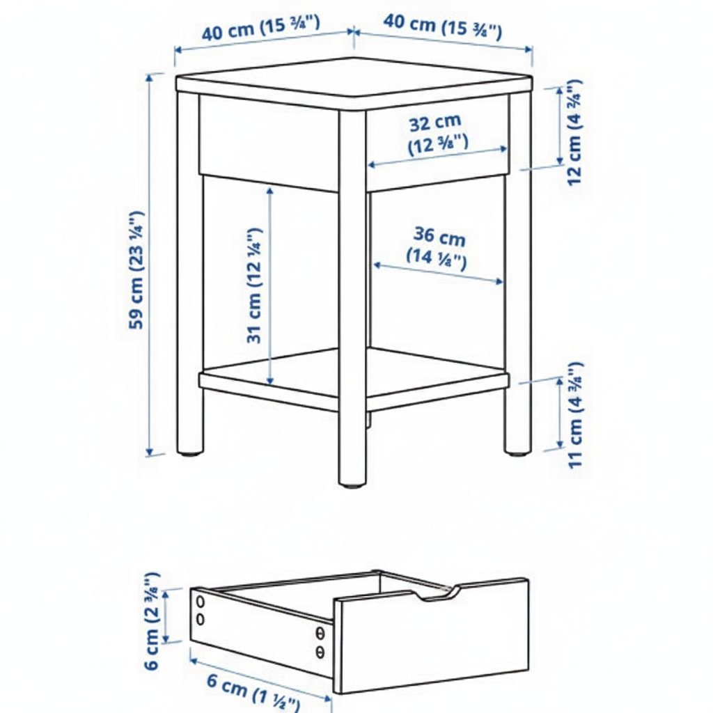 TONVIK 1-Drawer Bedside Table - Image 11