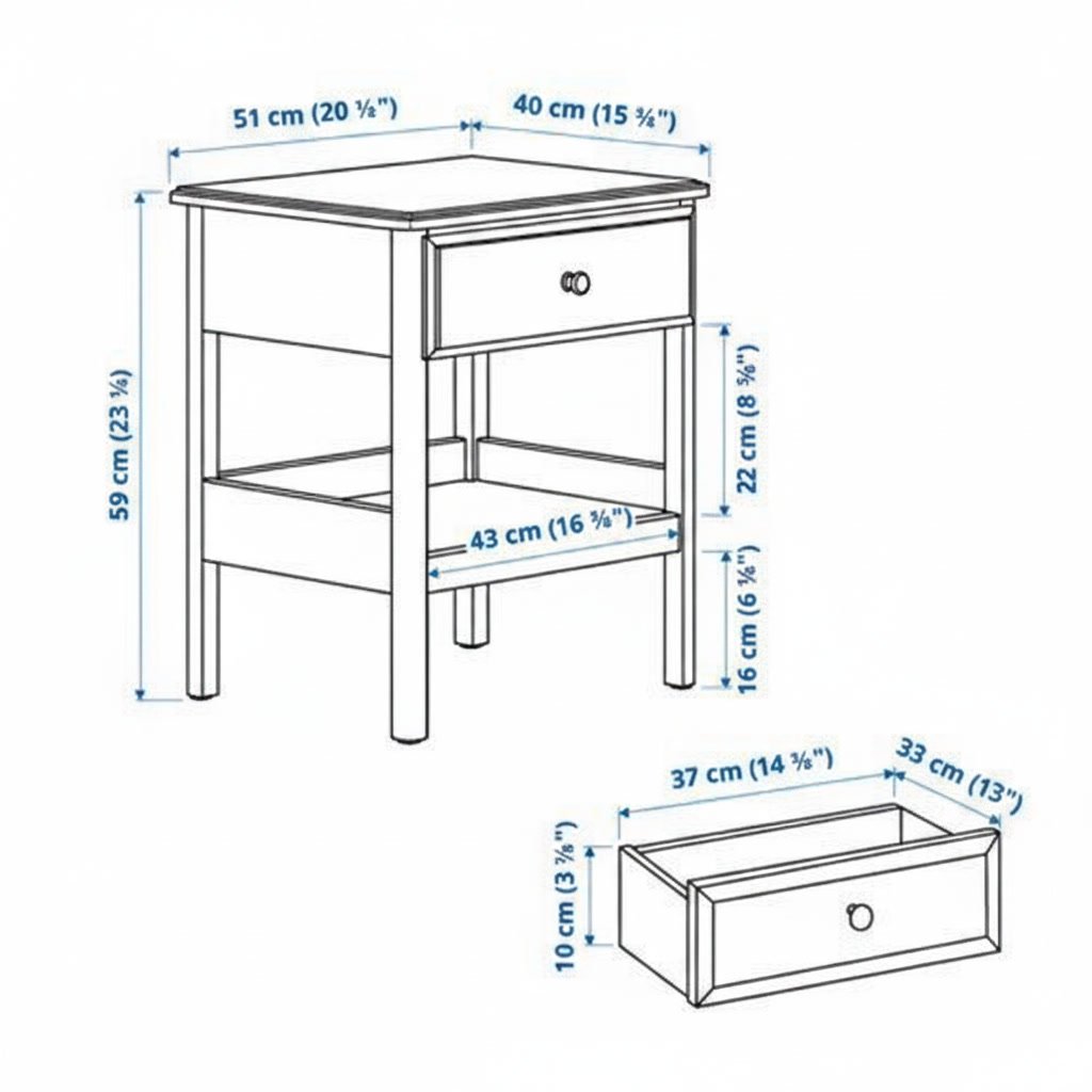 TYSDAL 1-Drawer Bedside Table - Image 3