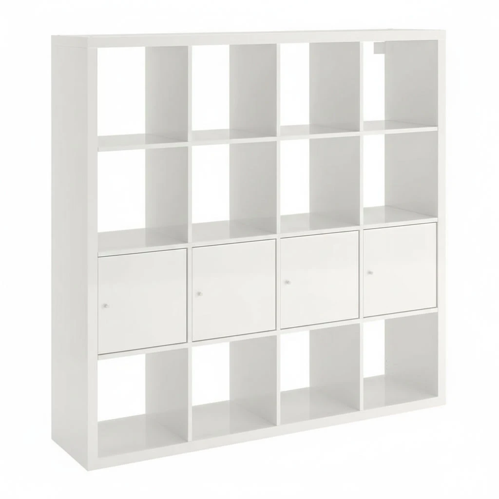 NORDICA 16-Cube Bookcase Shelving Unit With 4 Door Inserts - Image 2