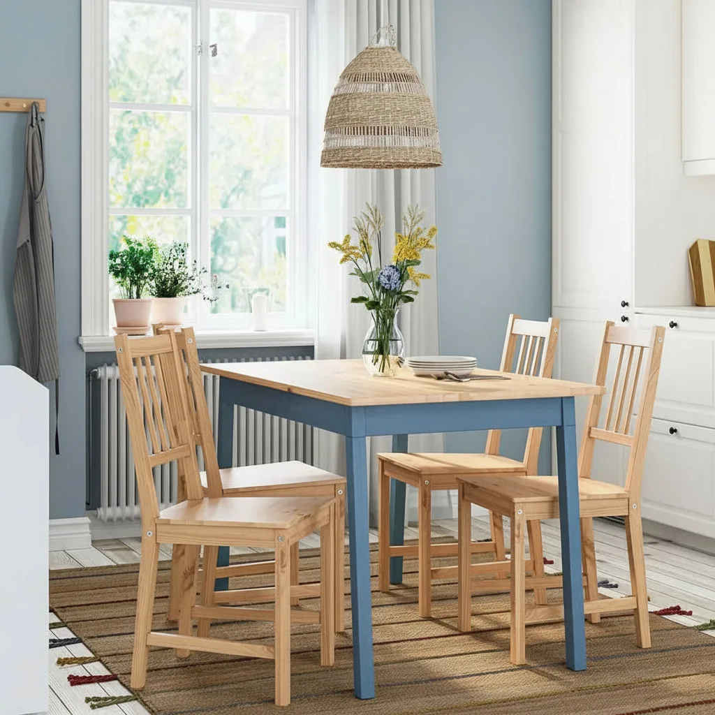 PINVARA Solid Pine Slatted Back Dining Chair - Image 2