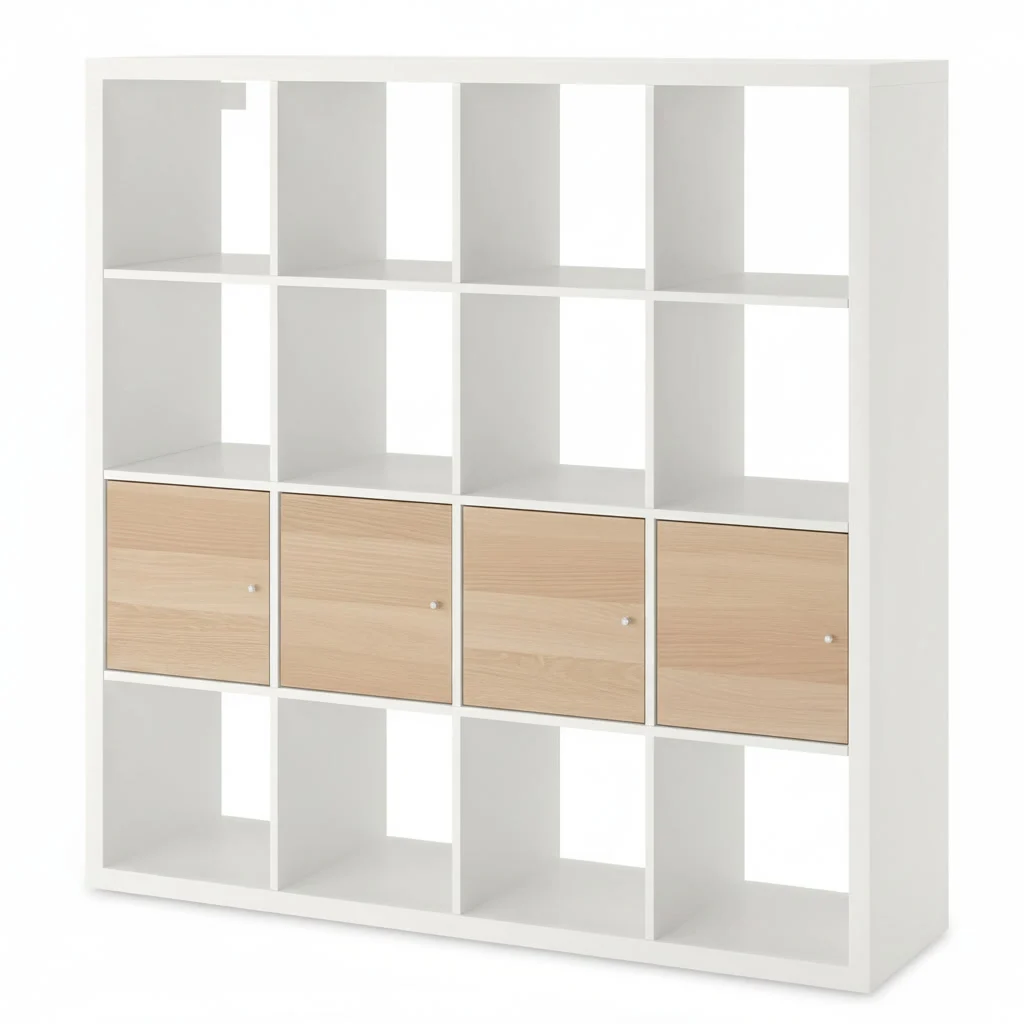 NORDICA 16-Cube Bookcase Shelving Unit With 4 Door Inserts - Image 5