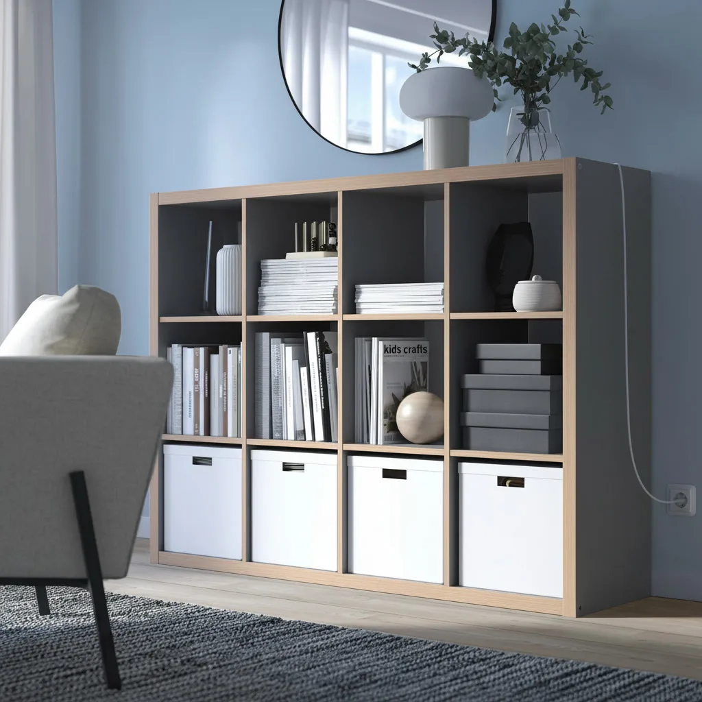 NORDICA 12-Cube Storage Bookcase Shelving Unit - Image 4