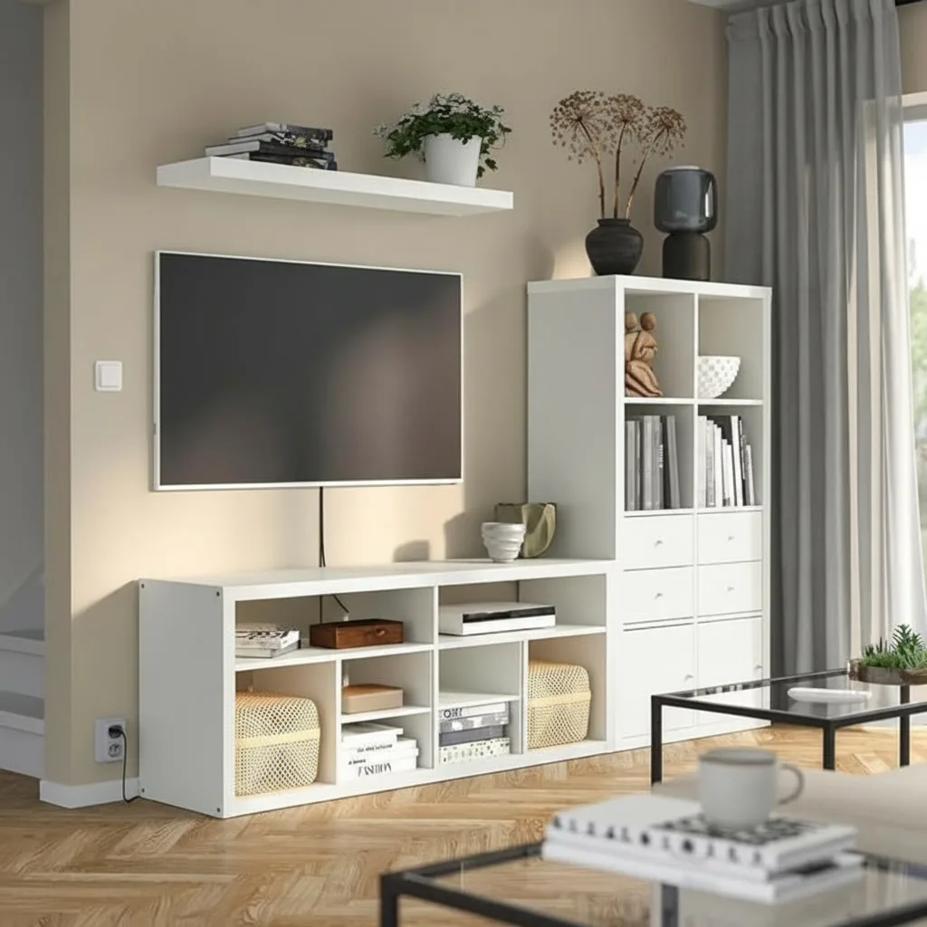 NORDICA/LAKK Large Console TV Stand With Storage Unit & Shelf - Image 4