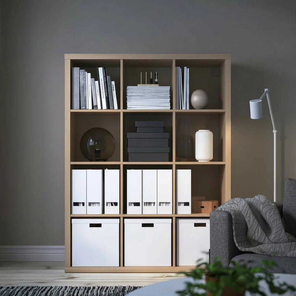 NORDICA 12-Cube Storage Bookcase Shelving Unit - Image 5