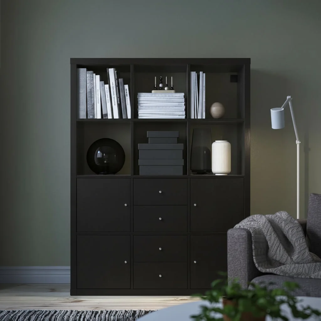 NORDICA 12-Cube Shelving Unit with 4 Door & 2 Drawer Inserts - Image 4