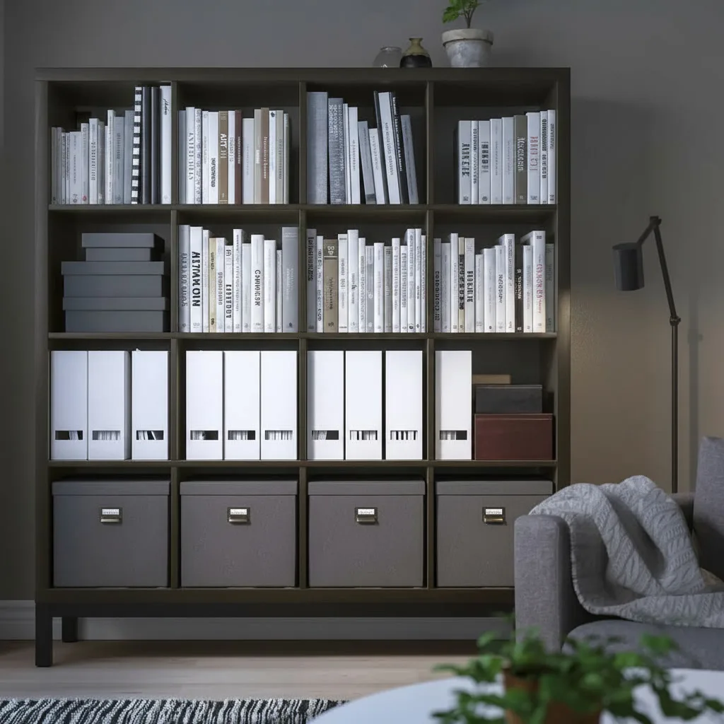 NORDICA Tall 16 Cube Bookcase Shelving With Underframe - Image 2