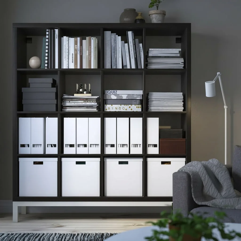 NORDICA Tall 16 Cube Bookcase Shelving With Underframe - Image 3