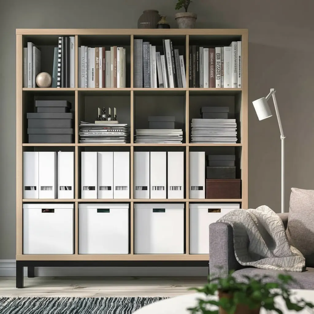 NORDICA Tall 16 Cube Bookcase Shelving With Underframe - Image 4