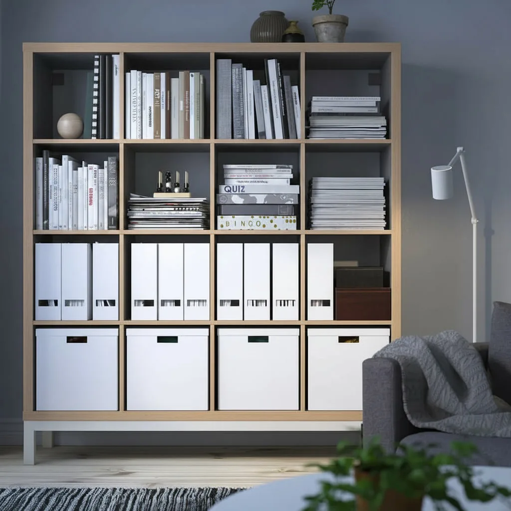 NORDICA Tall 16 Cube Bookcase Shelving With Underframe - Image 5