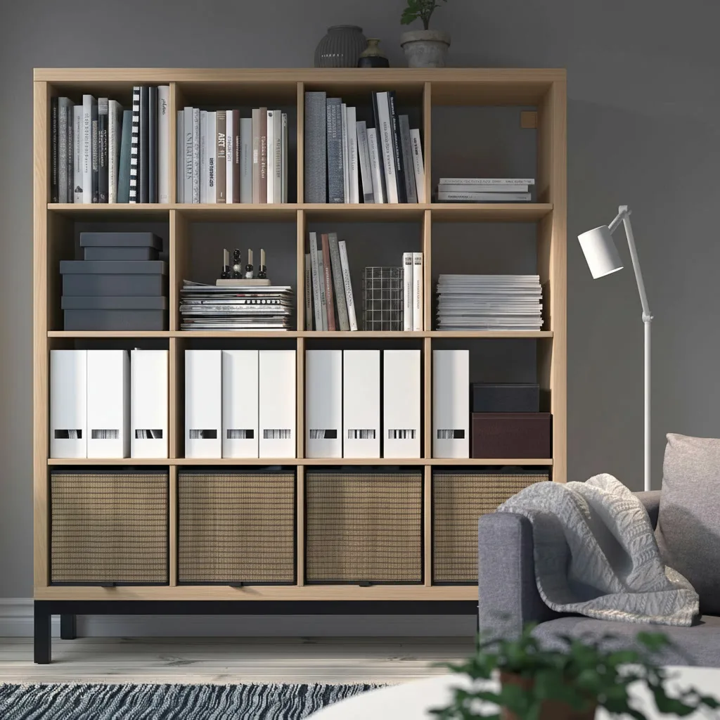 NORDICA Tall 16 Cube Bookcase Shelving With Underframe - Image 7