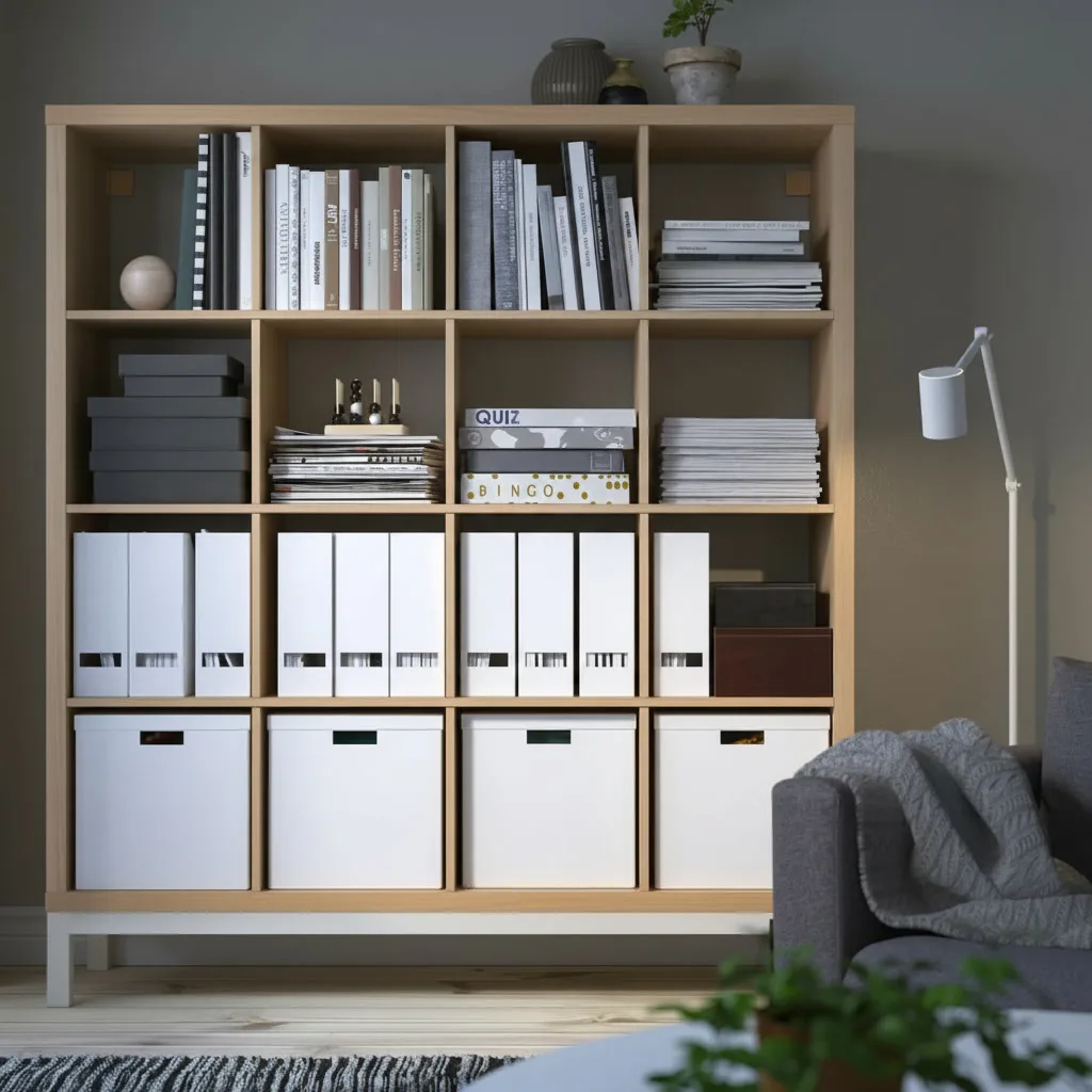 NORDICA Tall 16 Cube Bookcase Shelving With Underframe - Image 8