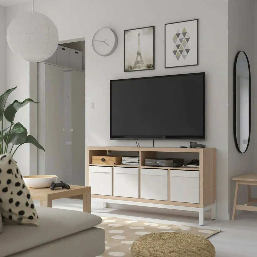 NORDICA TV Unit with Underframe and Open Storage Shelves - Image 2