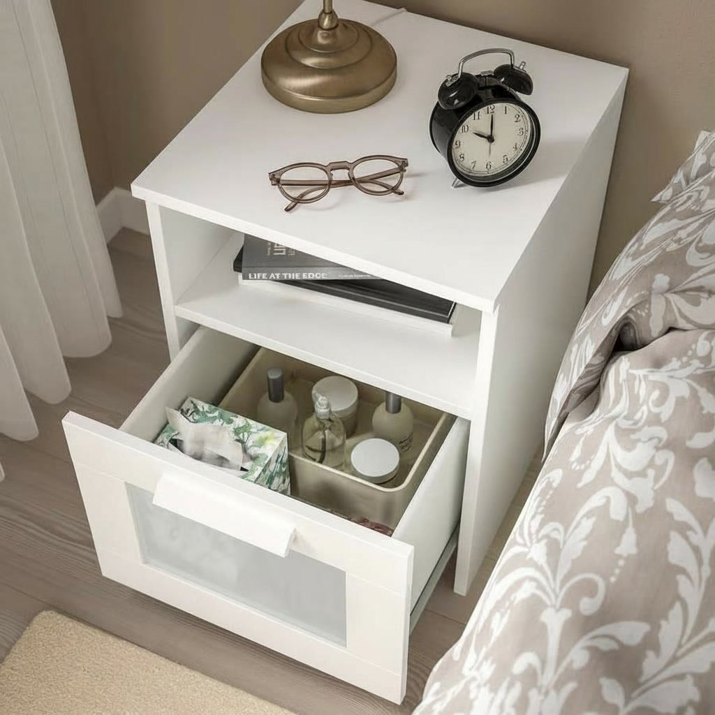 BRIMVIK Bedside Table With Shelf - Image 4