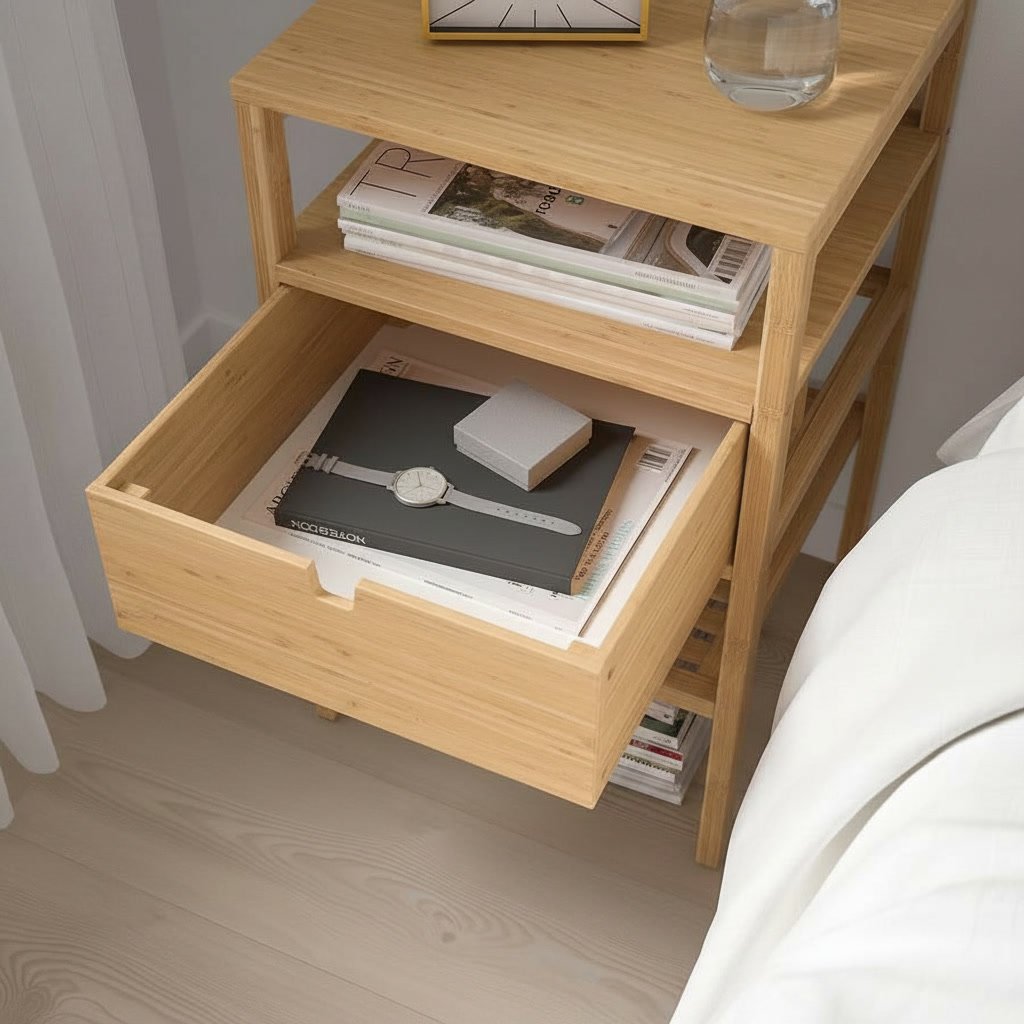 NORDVIKA Bamboo Bedside Table - Image 3