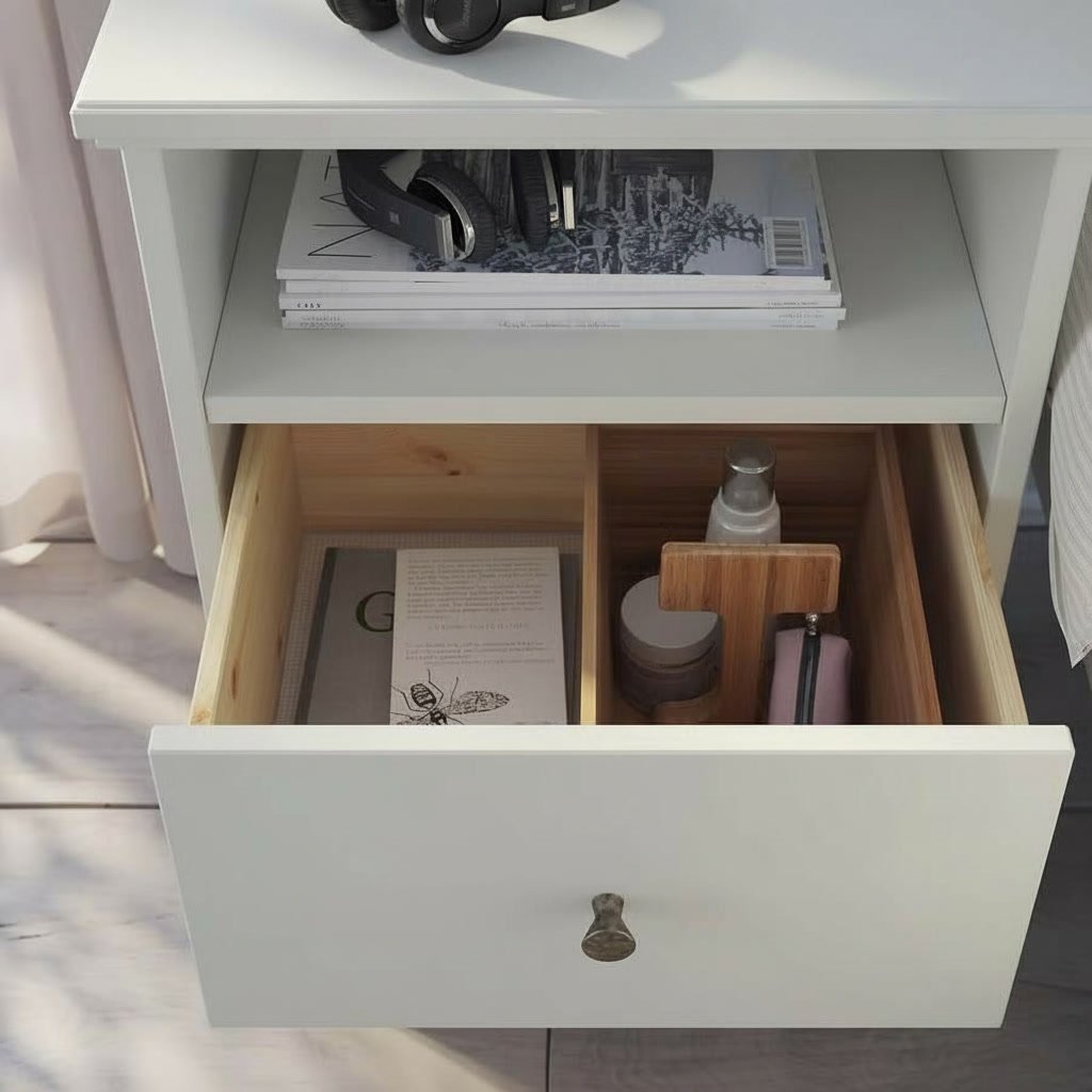 IDAVIK Bedside Table with Drawer and Shelf - Image 3