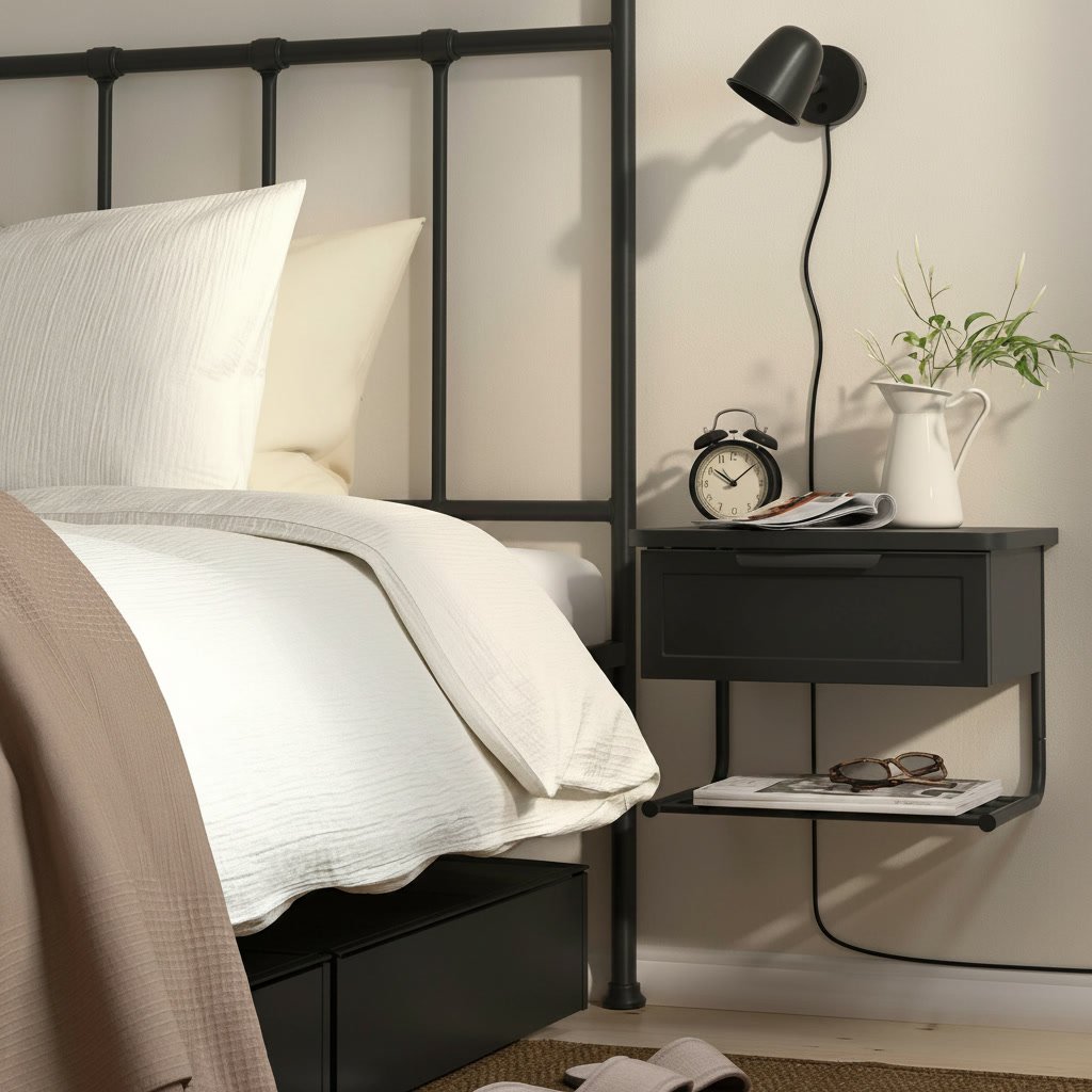 GRAFJALLEN Floating Bedside Table with Shelf - Image 4