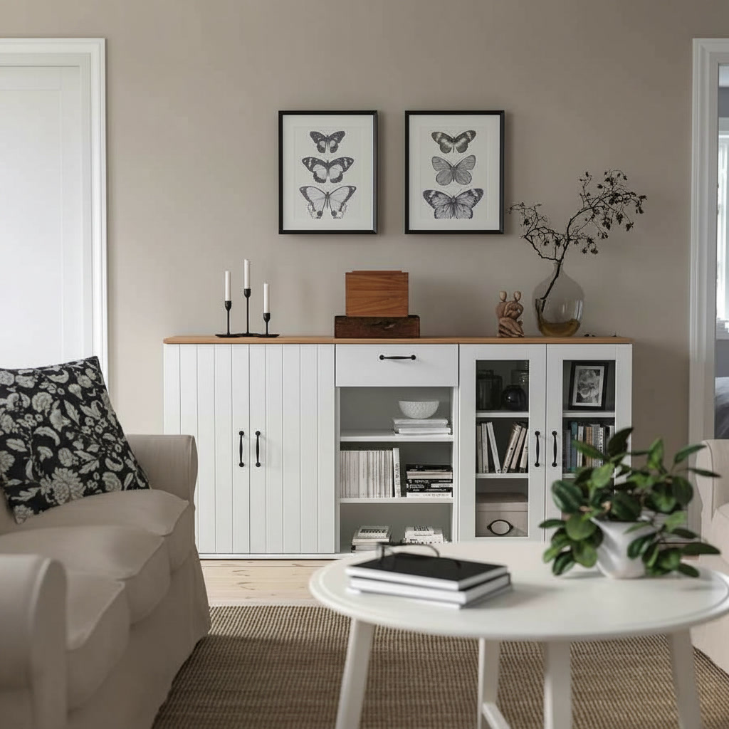 SKRUVIK Glass Display Cabinet & Storage Sideboard - Image 2
