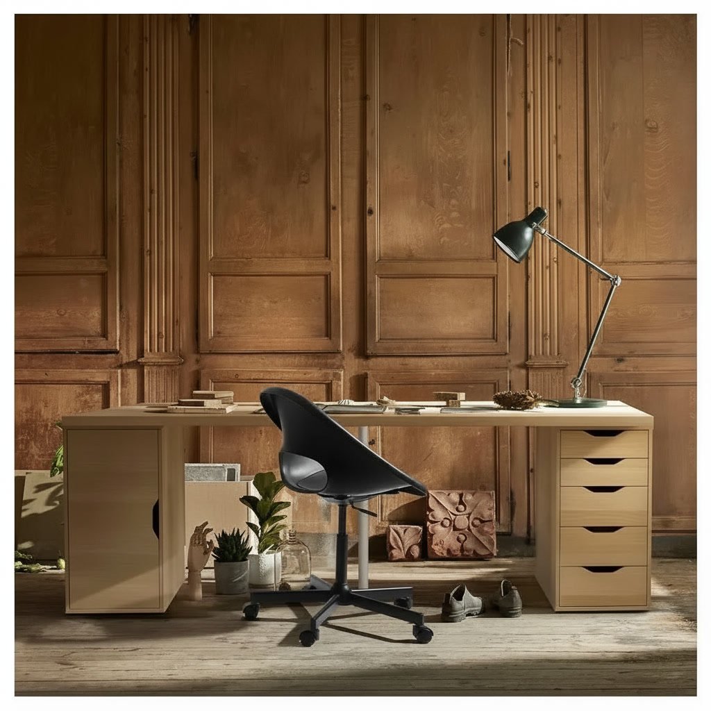 KAPTORA/ALVEX Office Desk & ELVBERGET MALSKOR Swivel Chair - Image 2