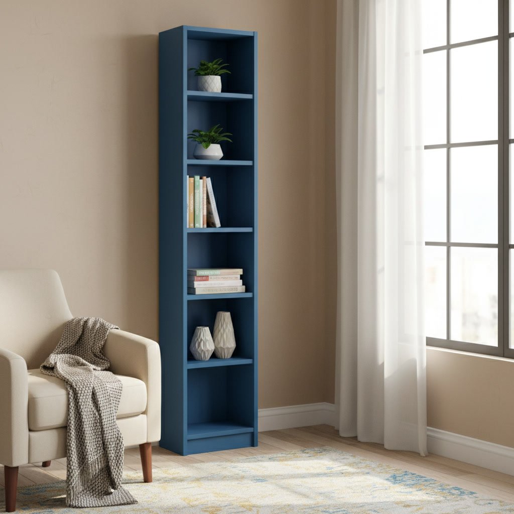 BRIXTON Tall Narrow 6-Shelf Bookcase - Image 4