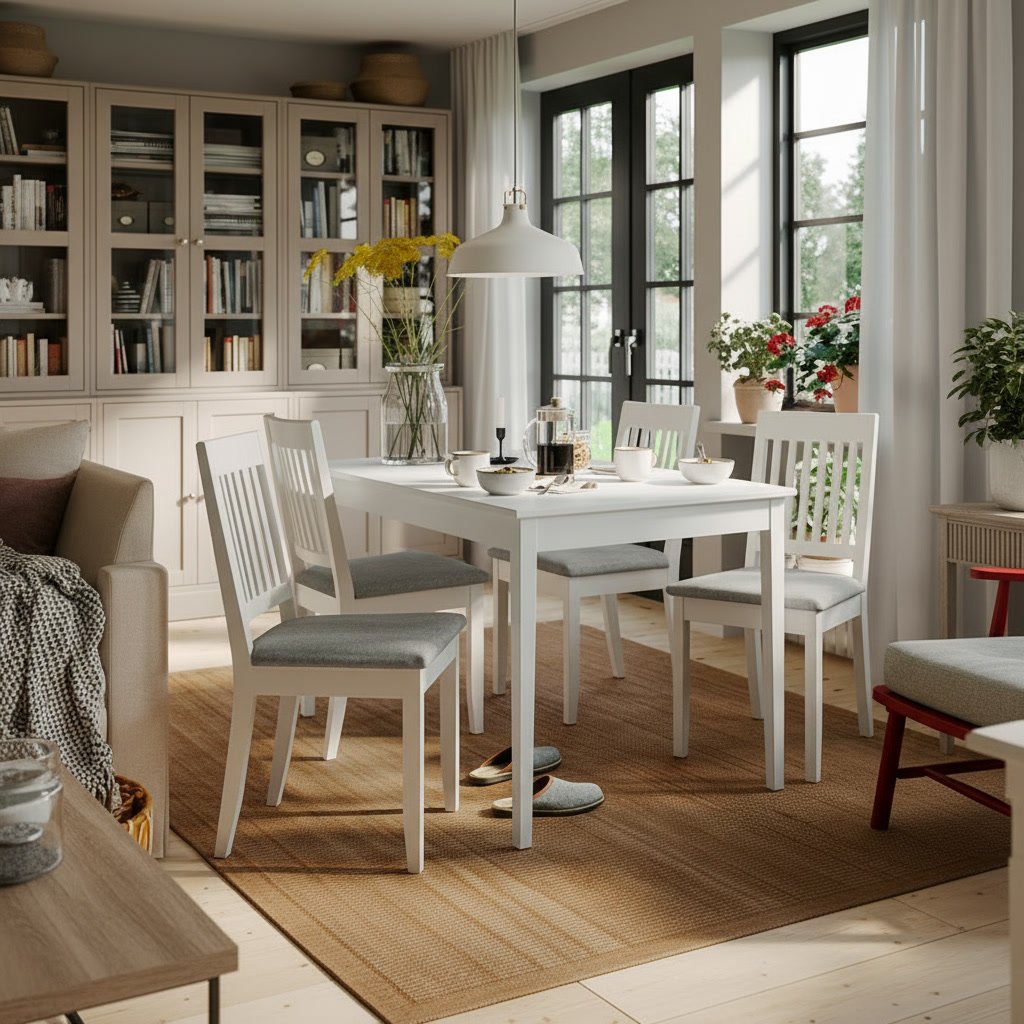NASVIK Upholstered Slatted Back Dining Chair - Image 3