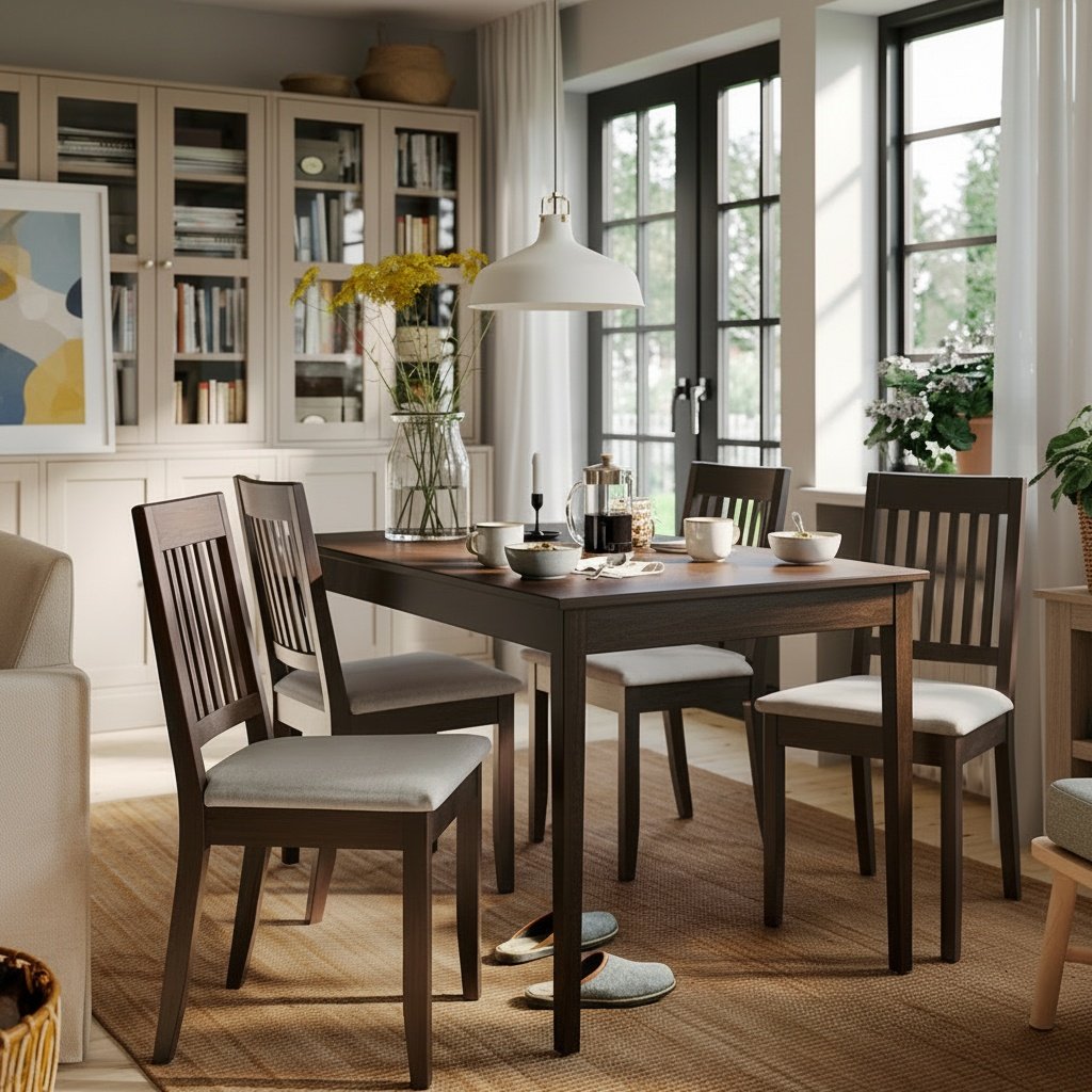 NASVIK Upholstered Slatted Back Dining Chair - Image 4