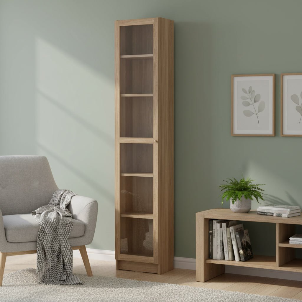 BRIXTON Tall Glass Door Wooden Bookcase - Image 3