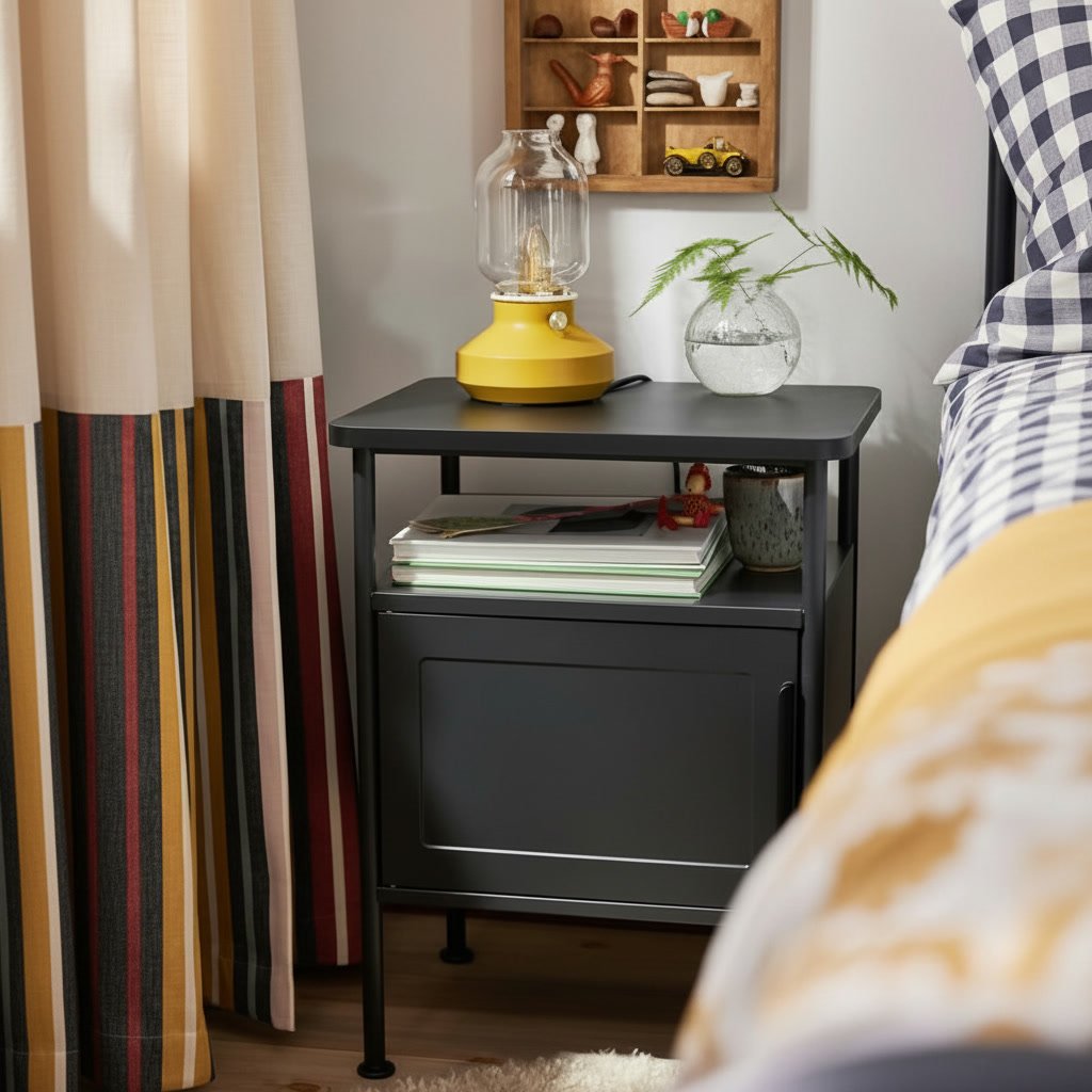 GRAFJALLEN Bedside Table with Drawer and Shelf - Image 3