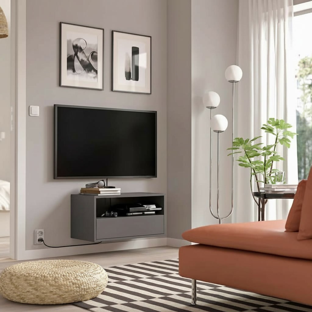 EKORA 1-Drawer Floating Media Shelf - Image 3