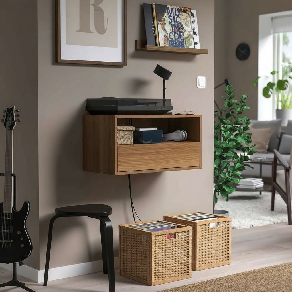 EKORA 1-Drawer Floating Media Shelf - Image 4