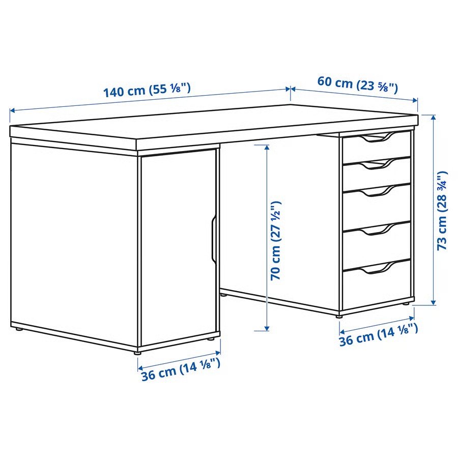 KAPTORA/ALVEX 5-Drawer Desk - Image 16