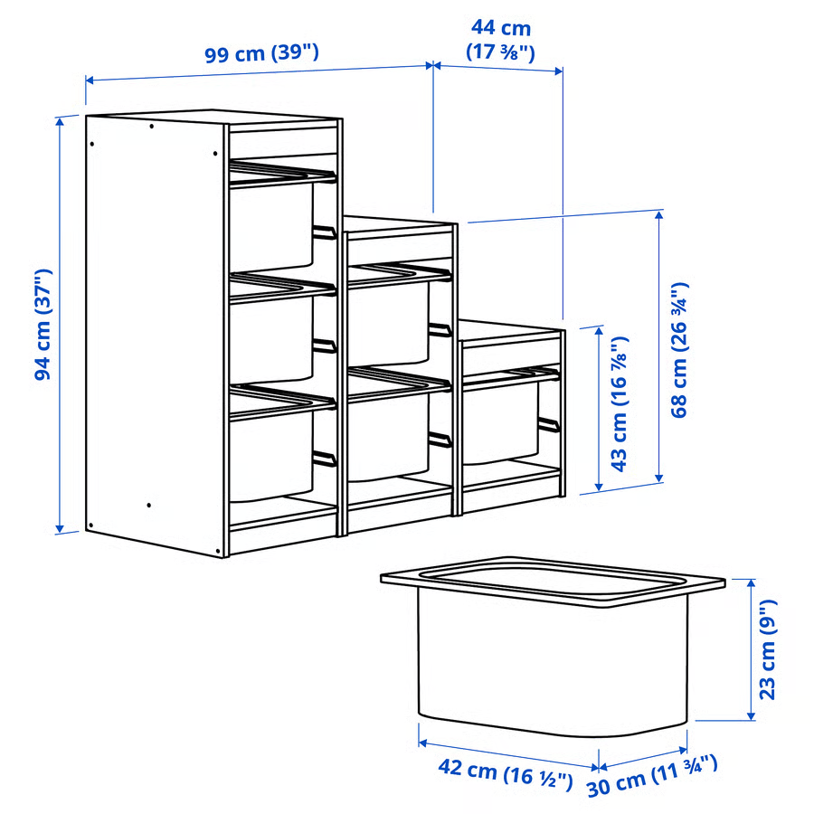 TROVIK 3-Tier Storage Frame-99x44x94cm, Black - Image 3