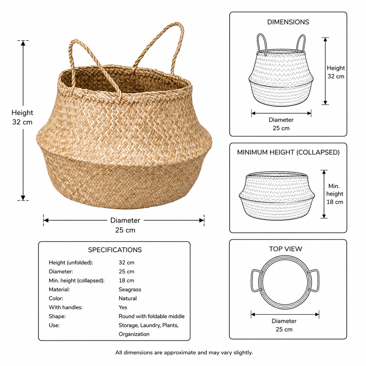 FLADVIK Foldable Seagrass Storage Basket - Image 6