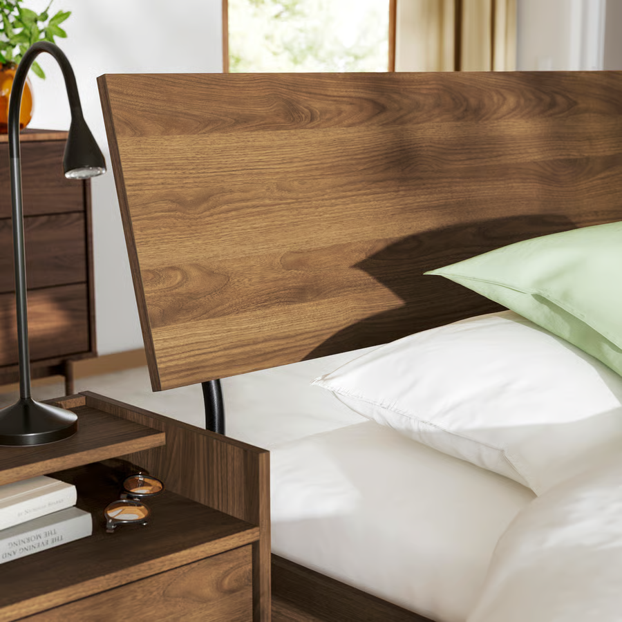 RADVIK Walnut Effect Double Bed Frame - Image 3