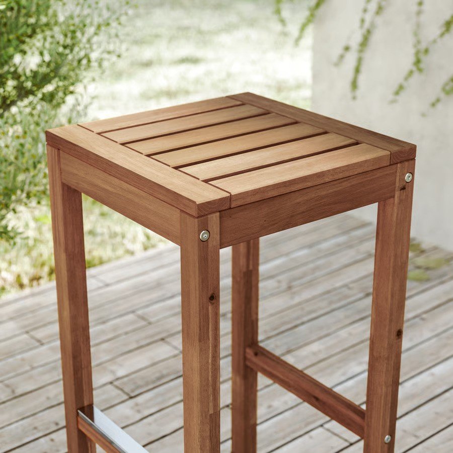 NAMMAROK Slatted Wooden Bar Stool - Image 2
