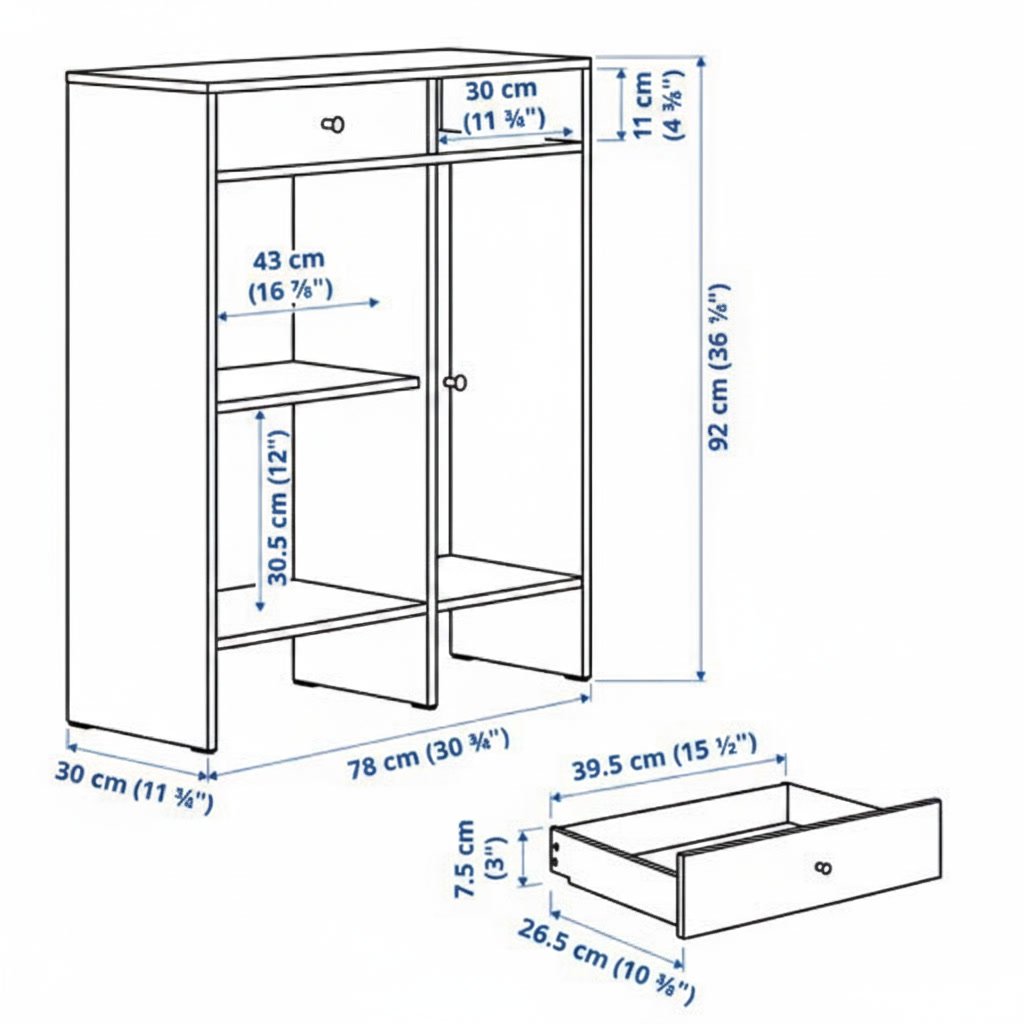BAGVIK 2 Shelf Drawer Door Storage Cabinet - Image 4