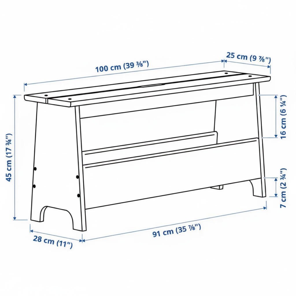PERJOVIK Rectangular Pine Storage Bench - Image 3